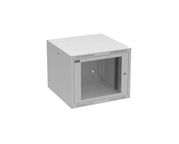 Rozvádzač nástenný GrandN DUO 9U 600 mm, dvere sklo, RAL 7035, GrandND-9U-66-11-G