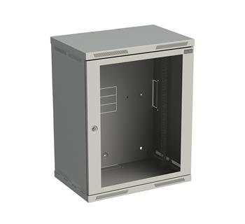Rozvádzač nástenný SENSA 15U 400 mm, dvere sklo, RAL 7035, SENSA-15U-64-11-G