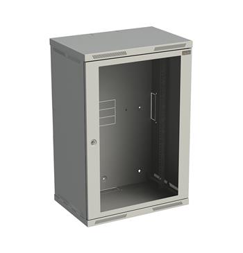 Rozvádzač nástenný SENSA 18U 400 mm, dvere sklo, RAL 7035, SENSA-18U-64-11-G