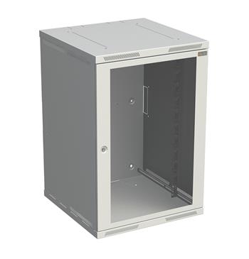 Rozvádzač nástenný SENSA 18U 500 mm, dvere sklo, RAL 7035, SENSA-18U-65-11-G