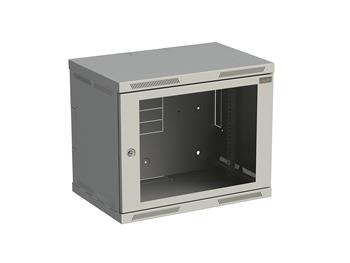 Rozvádzač nástenný SENSA 9U 400 mm, dvere sklo, RAL 7035, SENSA-9U-64-11-G
