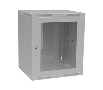 Rozvádzač nástenný skladaný SENSA LITE 12U 450 mm, dvere sklo, RAL 7035, SENSA-L-12U-545-11-G