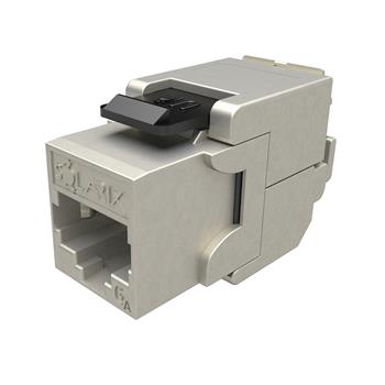 Samorezný keystone Solarix CAT6A STP RJ45 SXKJ-10 G-STP-BK-SA Component Level a 4PPoE certifikácia