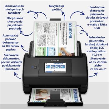 skener EPSON WorkForce ES-580W, A4, 1200dpi, ADF, DUPLEX, USB 3.0, Wi-Fi