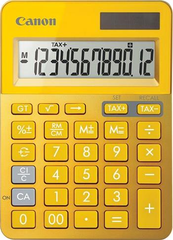 stolová kalkulačka CANON LS-123K žltá, 12 miest, solárne napájanie + batérie