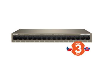 Tenda TEG1016 M - 16x Gigabit Ethernet Switch, 16x 10/100/1000 Mb/s, VLAN, 6kV, Kov