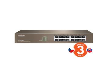 Tenda TEG1016D 16-port Gigabit Ethernet Switch, 10/100/1000 Mbps, Fanless, Rackmount