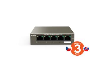 Tenda TEG1105P-4-63W 5xRJ45 Switch s 4xPoE 802.3af/at, 10/100/1000Mbps, celkom 63W, Kov