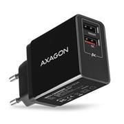 univerzálna USB nabíjačka Axagon ACU-QS24, 2x USB (QC+smart), 24W max. 3A, čierna