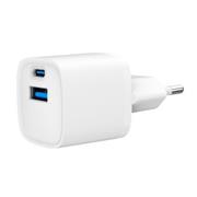 univerzálna USB nabíjačka ENERGENIE 220V/1x USB + 1x USB typ C, PD QC 20W, biela