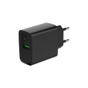 univerzálna USB nabíjačka ENERGENIE 220V/1x USB + 1x USB typ C, PD QC 20W, čierna