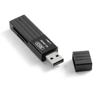 USB čítačka kariet XO 2v1 DK05A USB 2.0, čierna