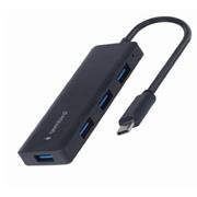 USB hub 3.1 s káblom typ C, 4 porty, čierna farba GEMBIRD