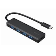 USB hub 3.1 s káblom typ C a napájaním, 4 porty, čierna farba GEMBIRD