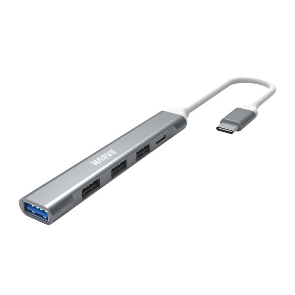 USB hub 5-portový, Marvo UH-008, USB 3.0 typ C, šedý