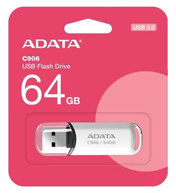 USB kľúč ADATA Classic Series C906 64GB USB 2.0 snap-on cap design, biely